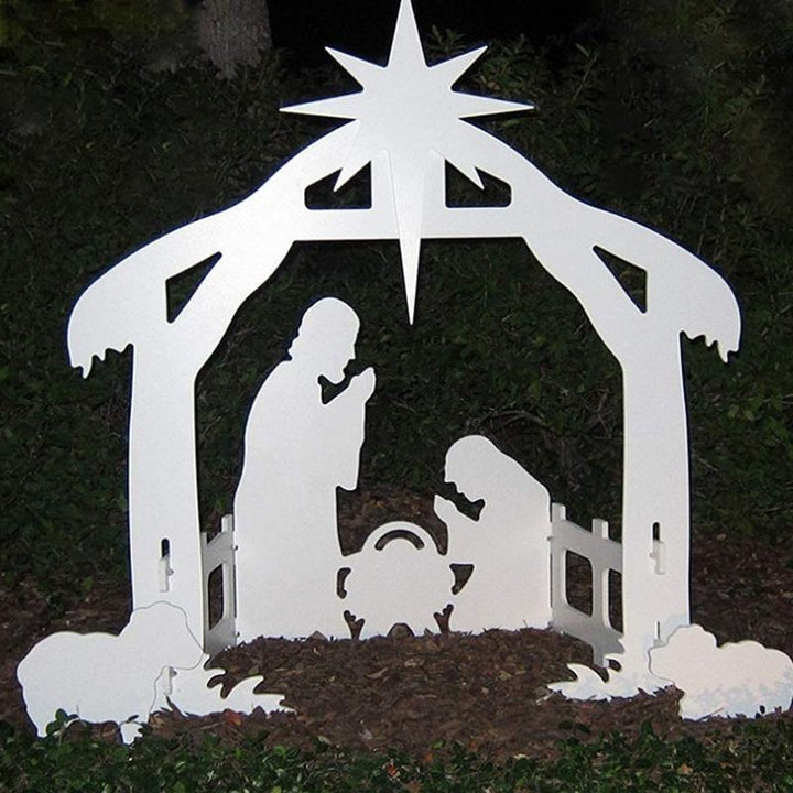 Durable outdoor nativity scene featuring key figures of the Christmas story