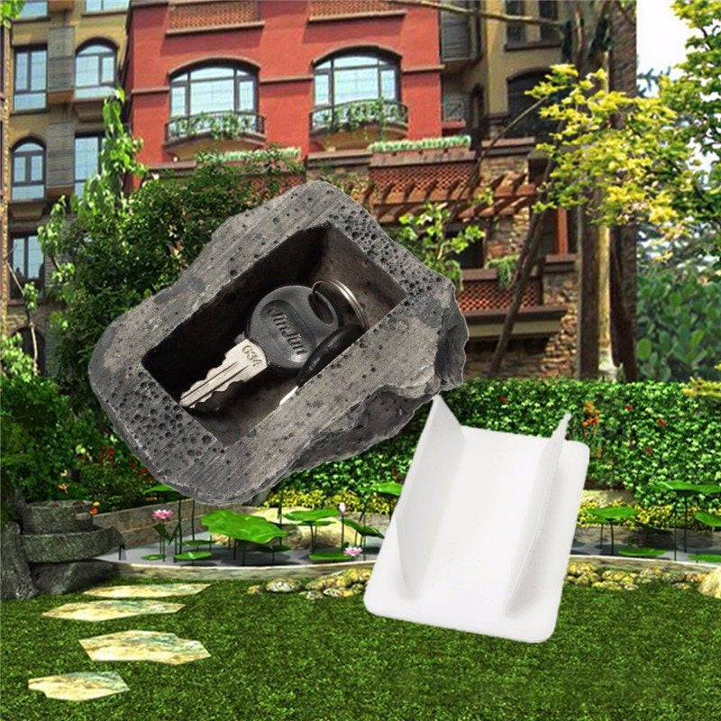 Realistic stone key hider, waterproof concealment for emergency home access in garden