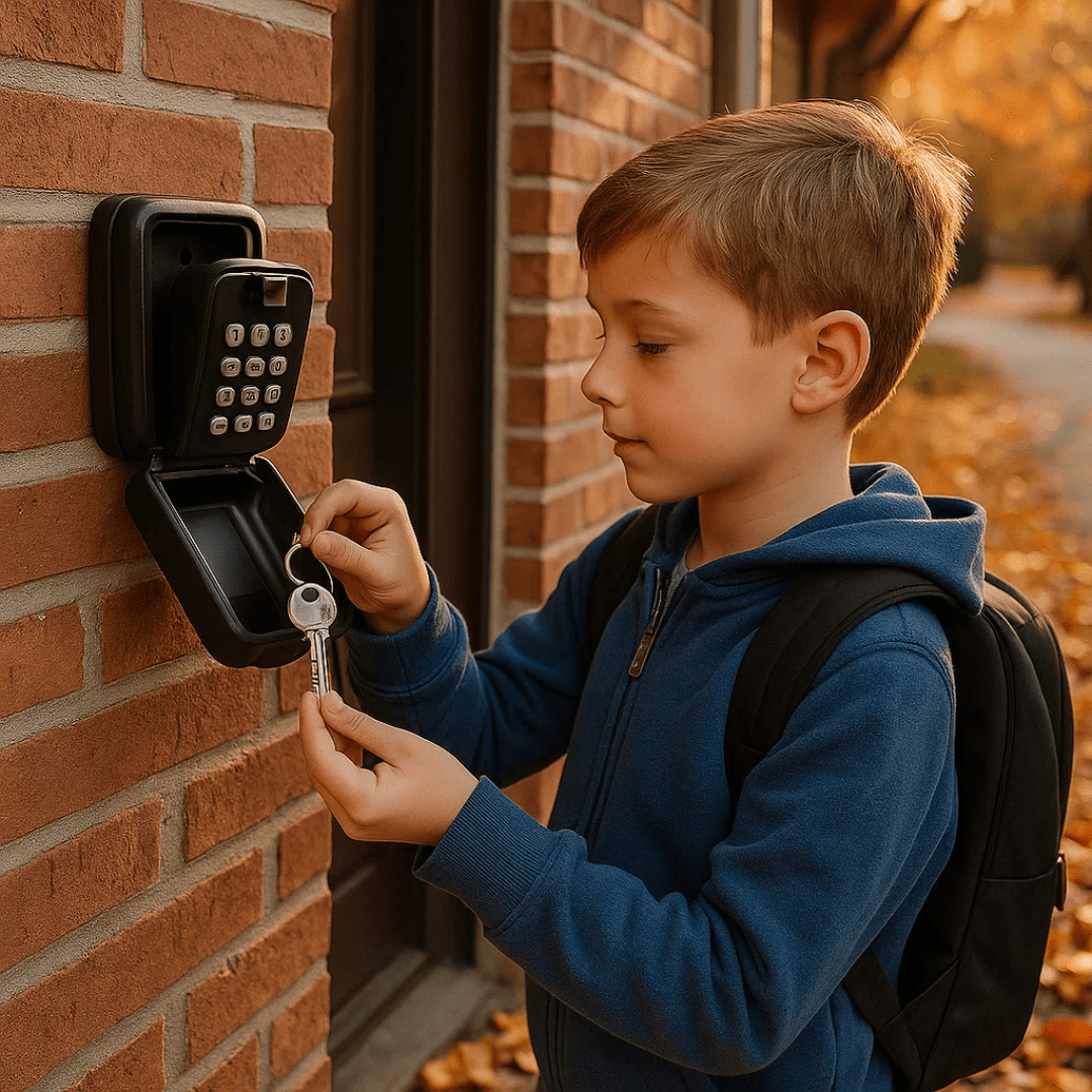Secure home access with an outdoor key safe box. Great for spare keys, rental property management, and security.
