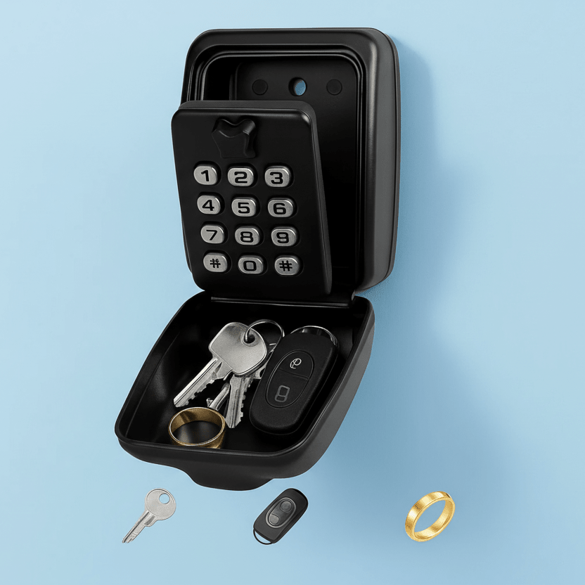 Robust outdoor key safe box for home & garage key storage. Offers enhanced security & peace of mind.