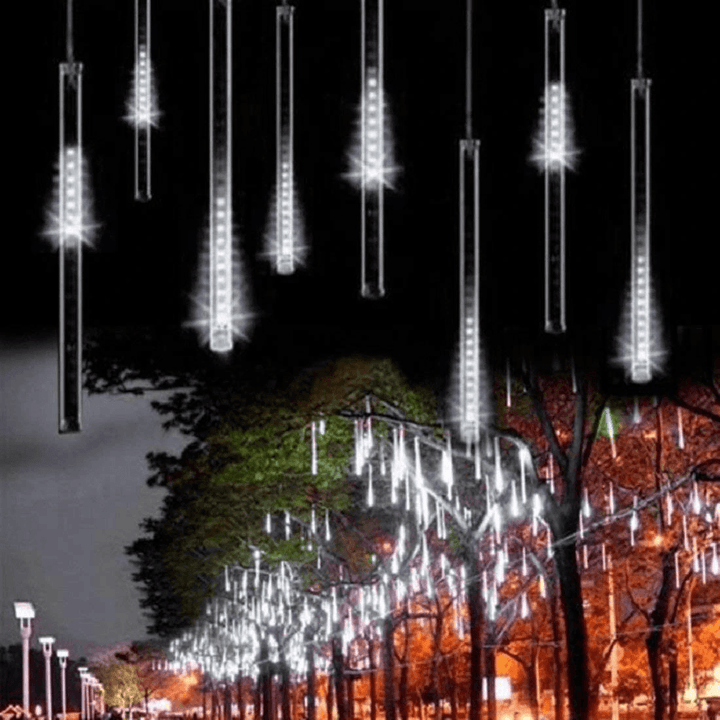 Set of outdoor LED meteor lights, durable and weather-resistant, for captivating garden decor.