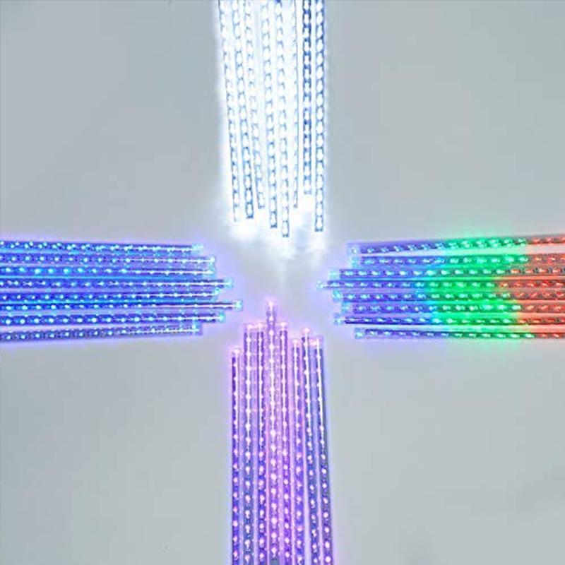 Outdoor waterproof LED string lights with a meteor shower effect, perfect for holiday & garden decor.