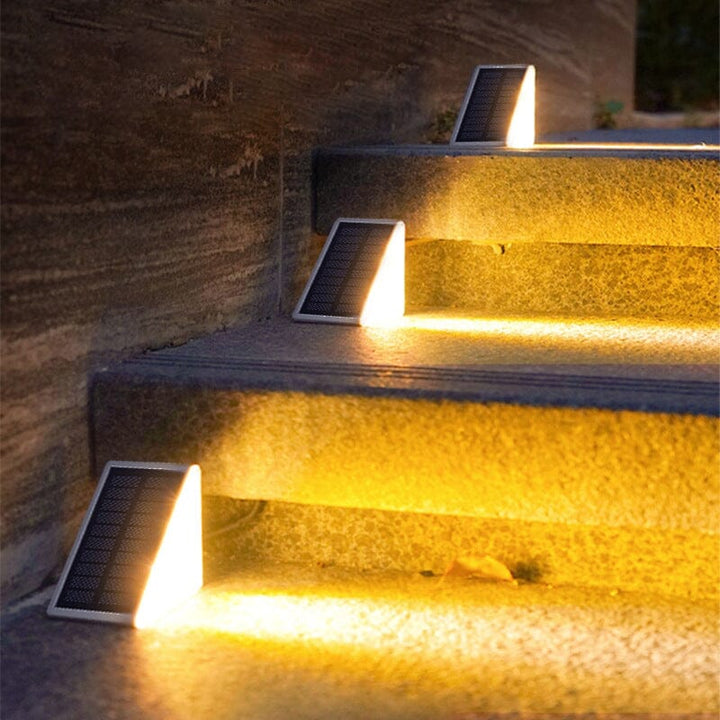 Waterproof outdoor solar step light, LED illumination for garden, deck, or patio stairs