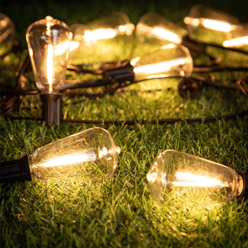Energy-efficient LED string lights, providing bright yet gentle outdoor lighting
