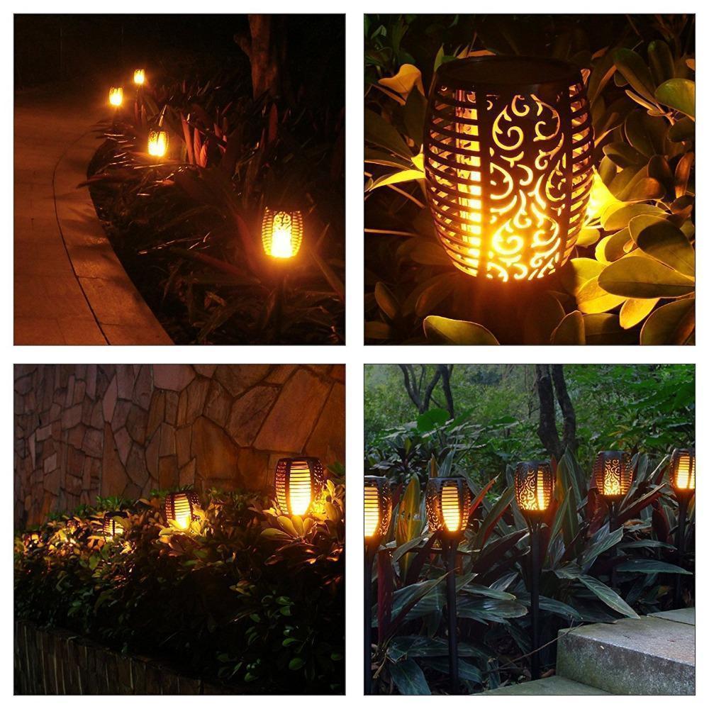 Weather-resistant solar garden torch, offering elegant flame effect lighting