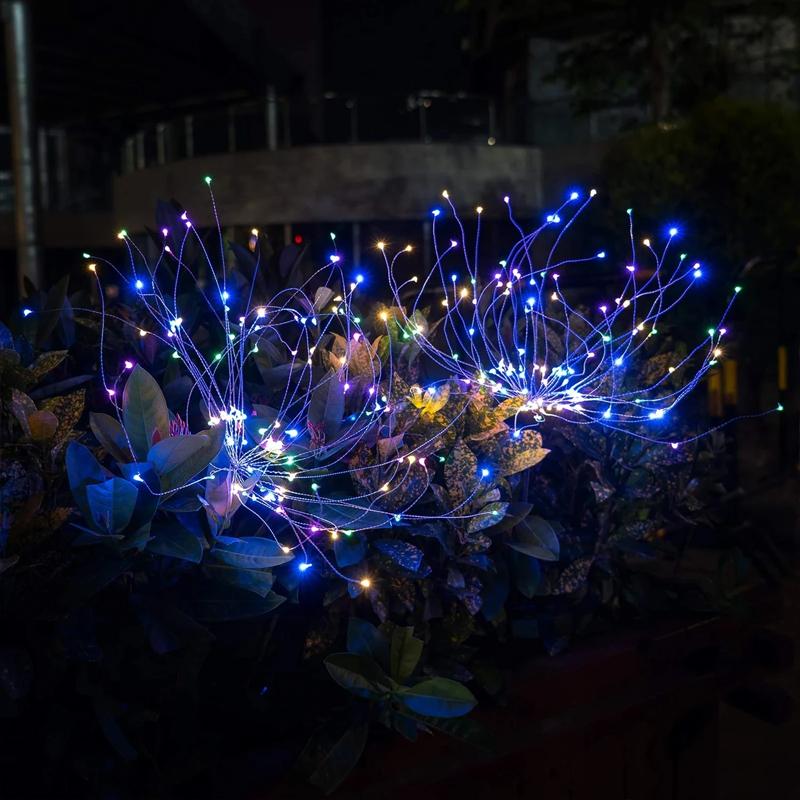 Waterproof solar LED firework garden light, flexible copper wires, DIY shape outdoor lighting