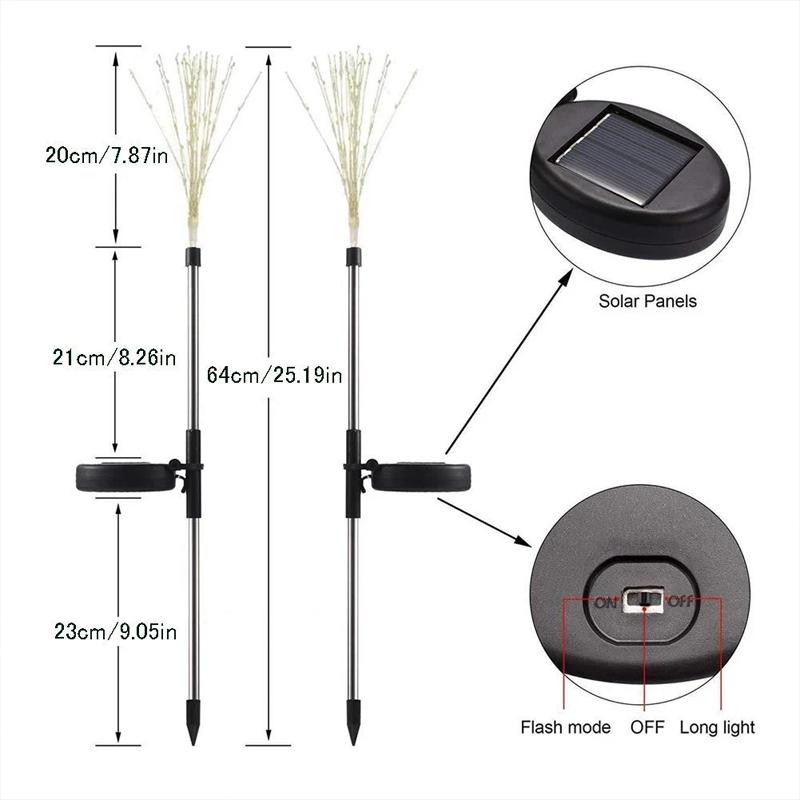 Solar LED firework light spike, easy to install, waterproof for garden, path and landscape lighting