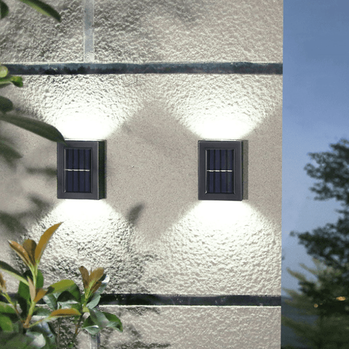 Outdoor solar wall mount path light, sleek design, ideal for garden and courtyard illumination