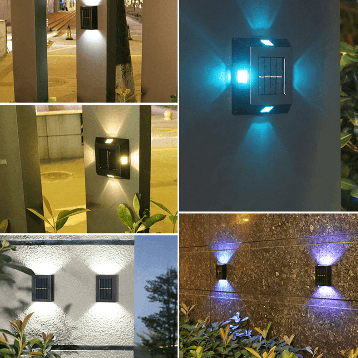 Decorative LED solar wall light, perfect for illuminating garden paths and outdoor areas