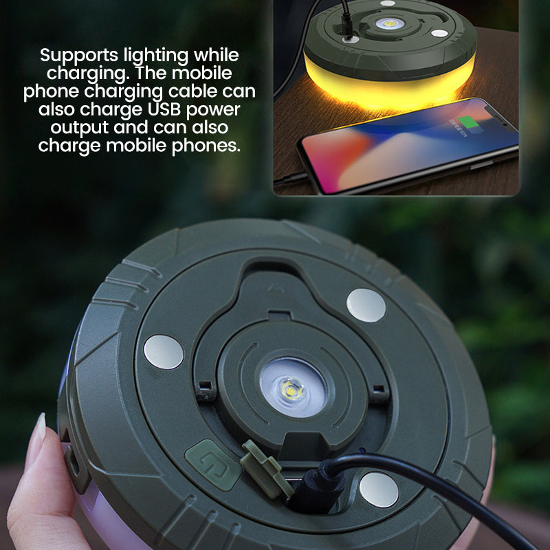 Portable LED string lights for outdoor use, 100 lumens, IP65 waterproof, camping essential.