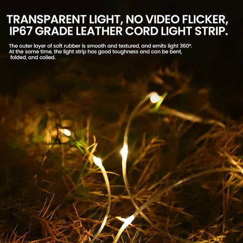 Camping string lights, waterproof, 8 lighting modes, 50-hour run time, ultimate portability.
