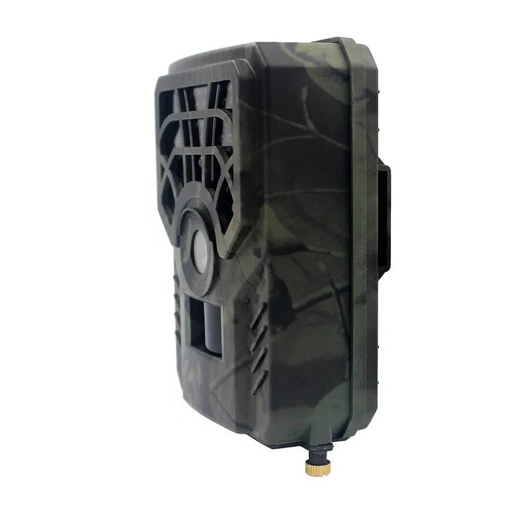 Wireless outdoor trail camera for wildlife monitoring & backyard security, features HD night vision & motion detection.