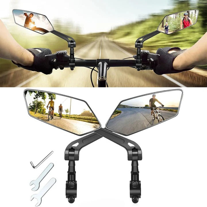Adjustable 360° swivel bike handlebar mirrors (2-pack) for wide rearview. Essential cycling gear & safety.