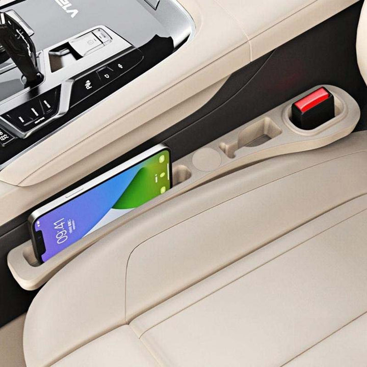 Side view of the car seat gap filler, demonstrating its slim profile and effective gap coverage.