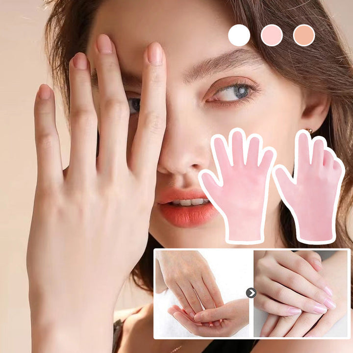 Close-up of the soft inner gel lining of a moisturizing glove, ideal for dry skin repair.