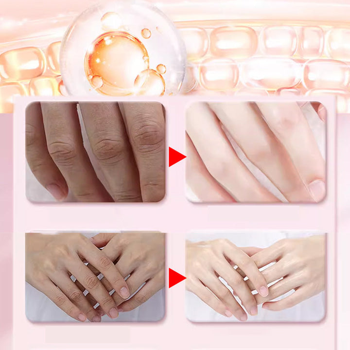 View of the comfortable, stretchy fabric of the reusable moisturizing gloves.