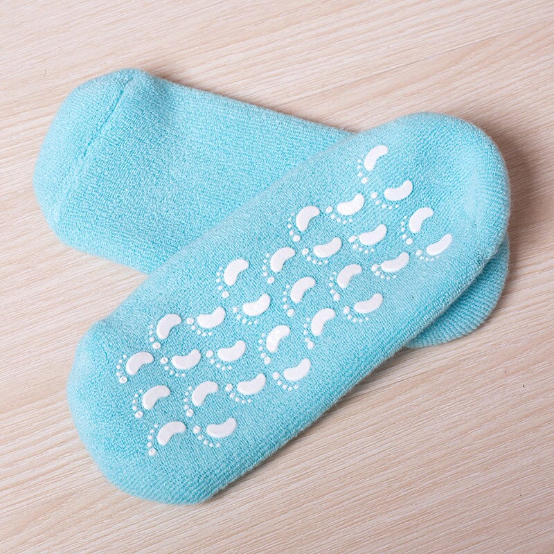 Set of unisex moisturizing socks in various colors, offering stylish foot care and skin softening options.