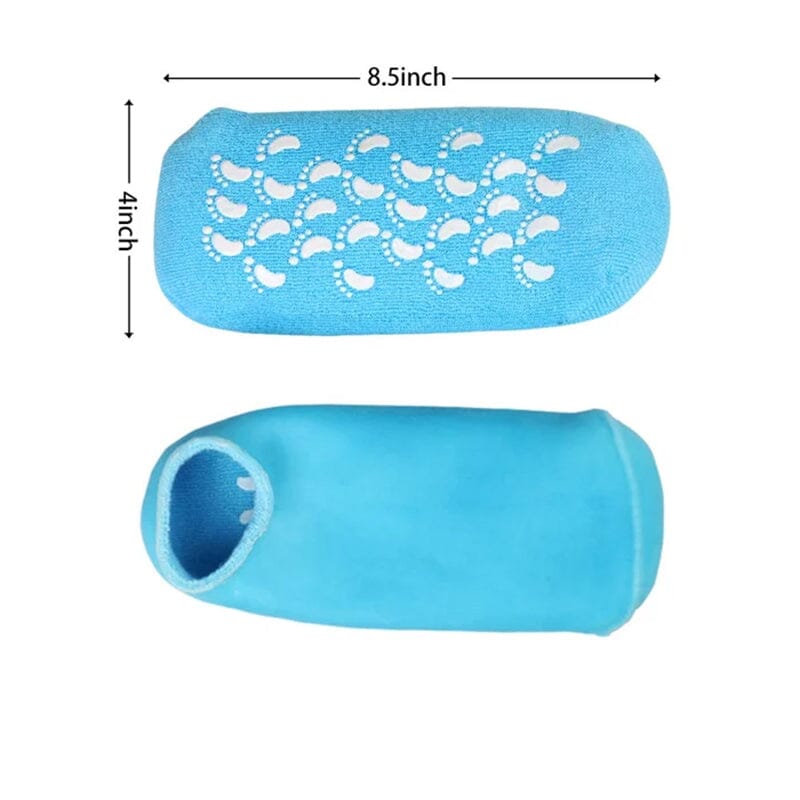 Unisex moisturizing socks next to a foot cream, illustrating a complete foot hydration and dry feet remedy routine.