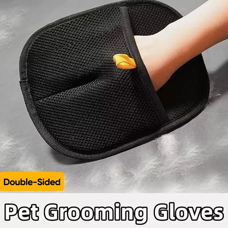 Pet Grooming & Hair Removal Glove for Dogs & Cats, blue silicone bristles
