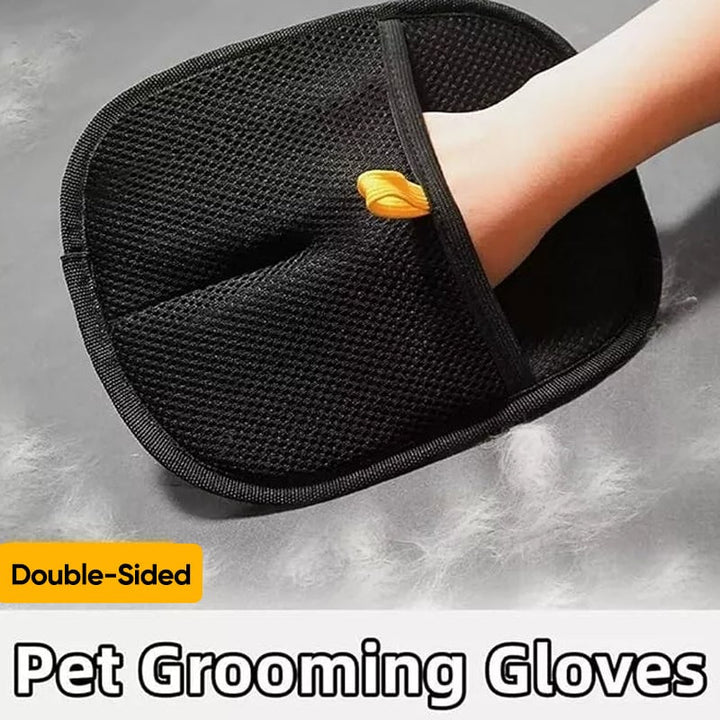 Pet Grooming & Hair Removal Glove for Dogs & Cats, blue silicone bristles