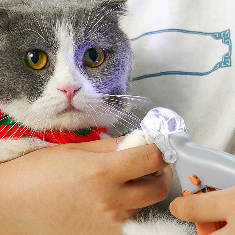 LED dog & cat nail clipper with bright light for precise, safe trimming & preventing over-cutting.