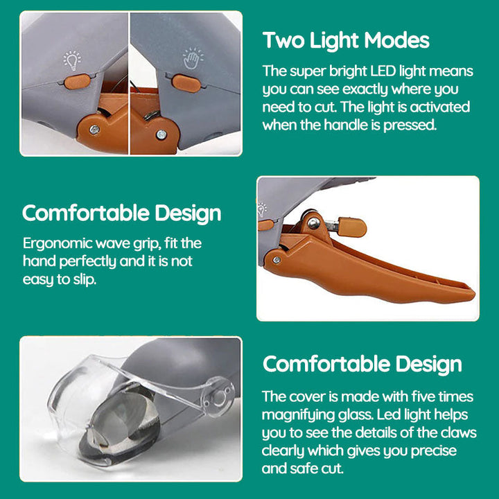 Tavvita LED dog nail clipper, providing a clear view for safe and quick paw trimming & care.