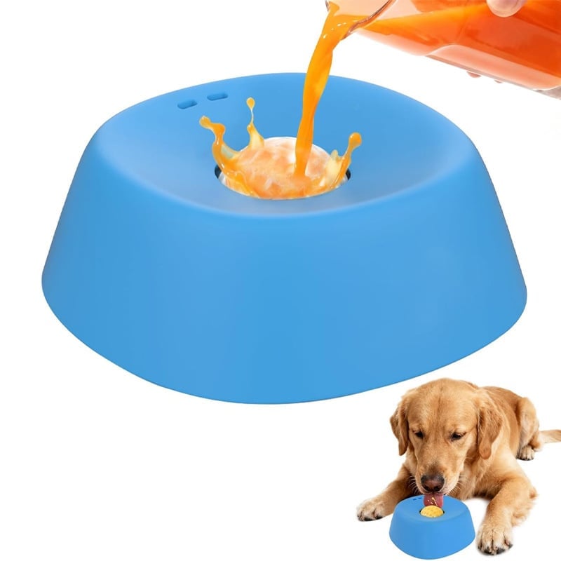 Textured anti-gulping design inside a pet slow feeder dog water bowl, BPA-free material