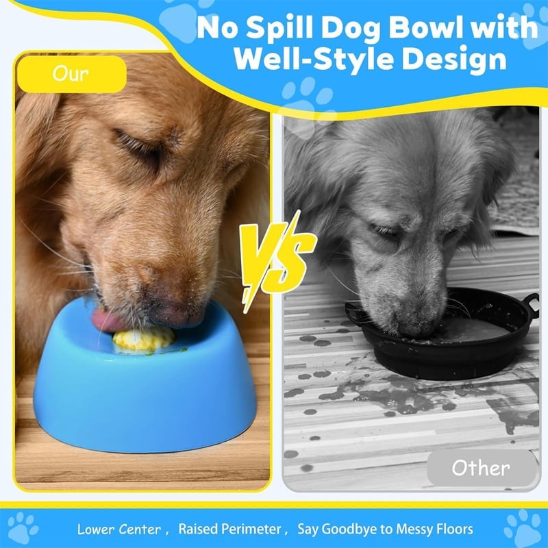 Anti-gulping pet water bowl made of silicone, designed for slow and controlled drinking