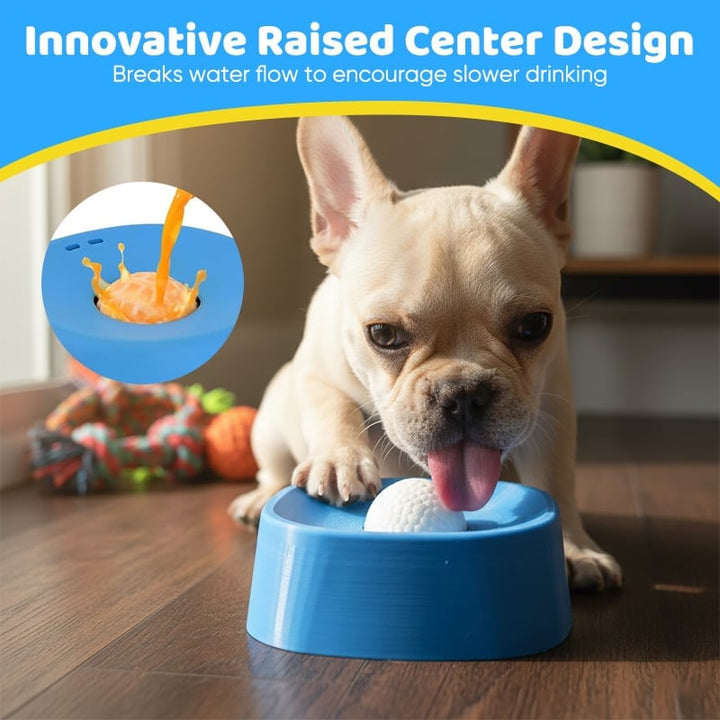 Empty pet slow feeder dog water bowl, showcasing its unique anti-gulping design