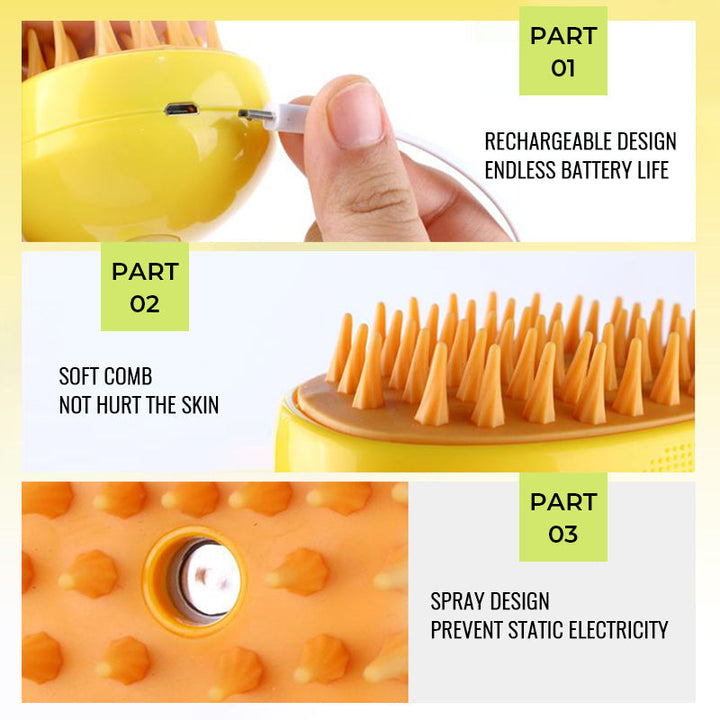 Pet grooming comb with steam function, perfect for anti-static hair removal on cats and dogs