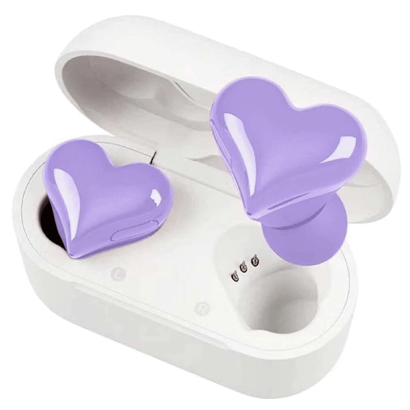 Heart-shaped wireless earbuds in a gift box, a perfect tech present for trendy audio lovers