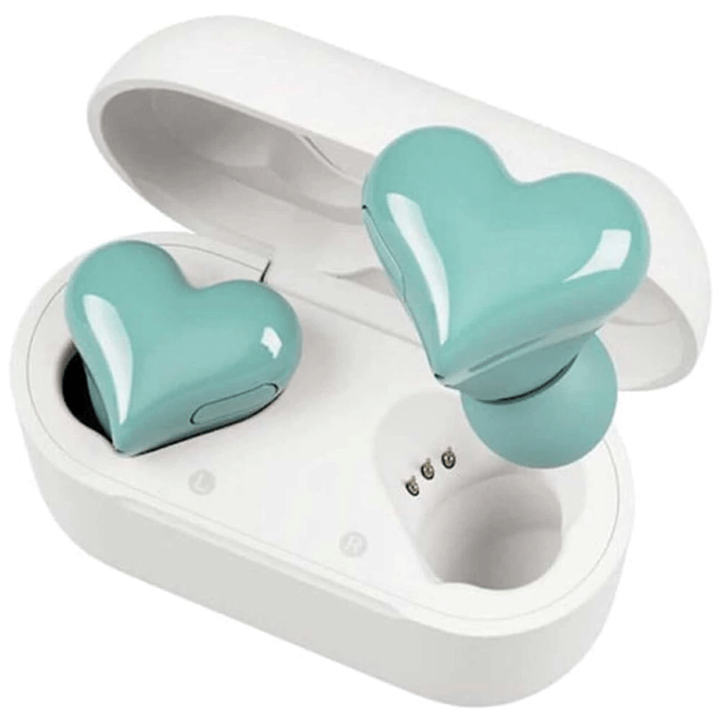 Ergonomic pink heart Bluetooth earbuds, comfortable and fashionable wireless audio accessory