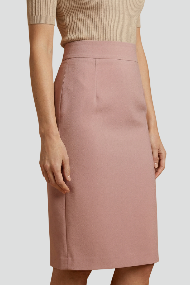 Women's elegant high waist midi skirt, slim fit and sophisticated back slit.