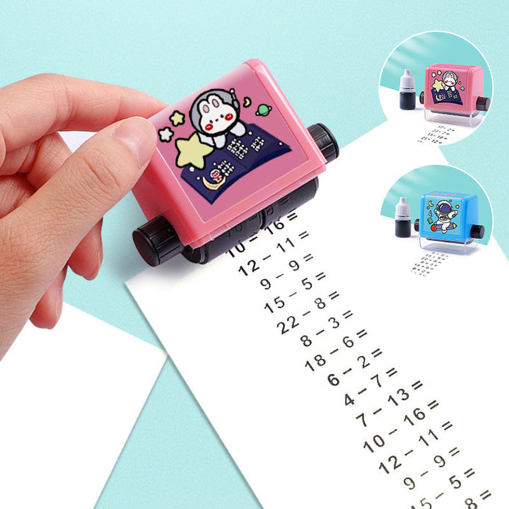Pink Kids' Educational Roller Digital Teaching Stamp for math learning, arithmetic for students