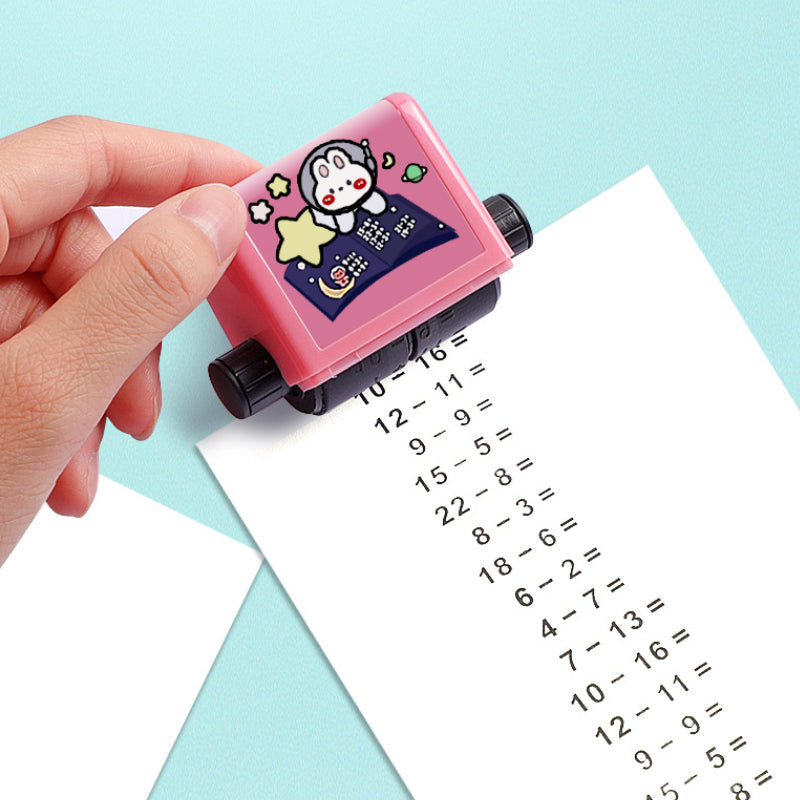 Kids' math learning tool: blue roller stamp making arithmetic teaching interactive for students