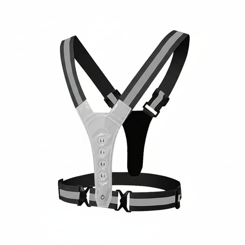 High-visibility LED reflective safety vest for unisex outdoor gear. Perfect for night running or cycling.