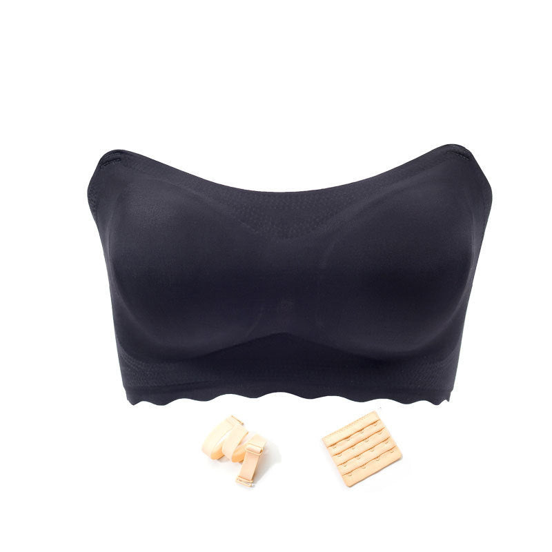 A collection of plus size strapless push up bras in various colors, all seamless and comfortable.