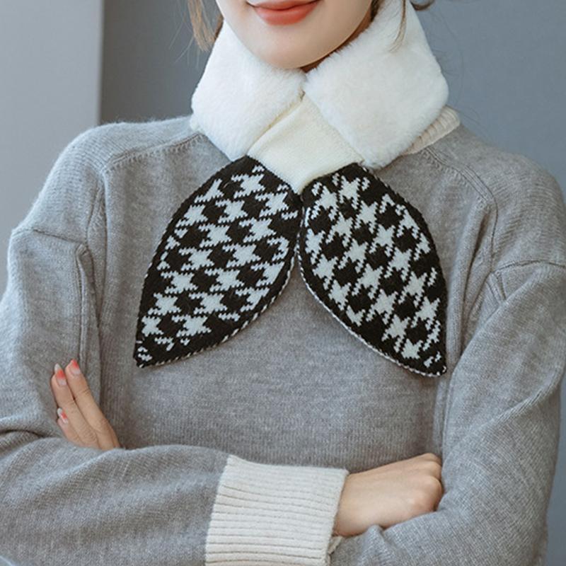 Close-up of a women's plush winter scarf showcasing its soft, luxurious texture.