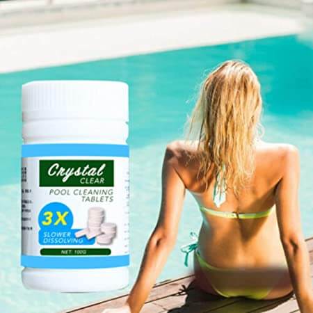 Pack of pool chemicals: water clarifying tabs for pools and spas, ensuring superior water clarity.