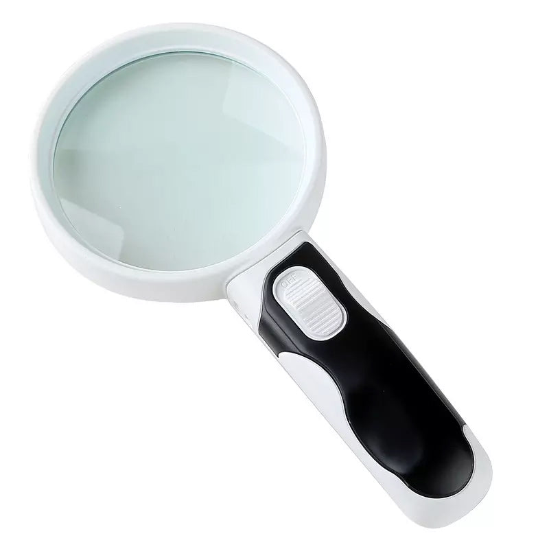 Set of different portable 20x LED magnifiers, showcasing various colors or slight design variations.
