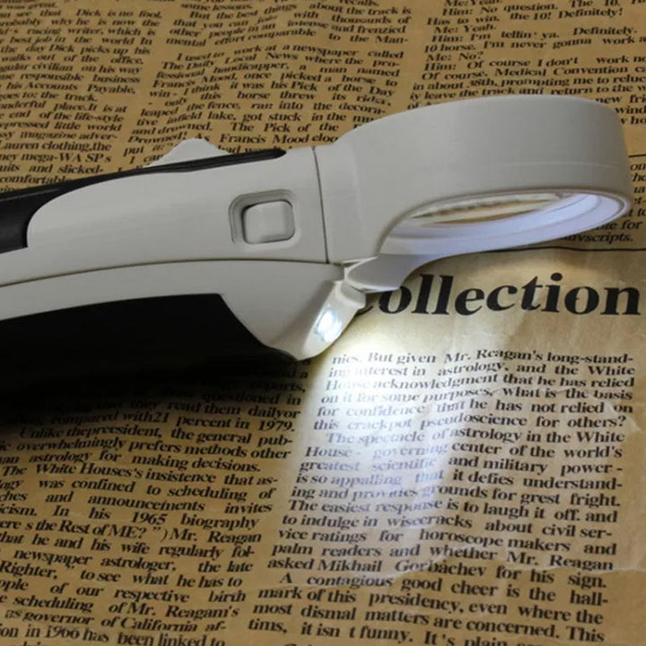 Portable 20x magnifying glass with LED, a versatile tool for hobbies and detailed work on the go.
