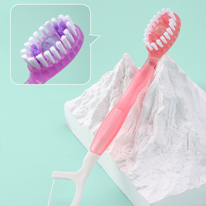 Compact dental hygiene kit with built-in toothpaste, perfect for convenient travel oral care