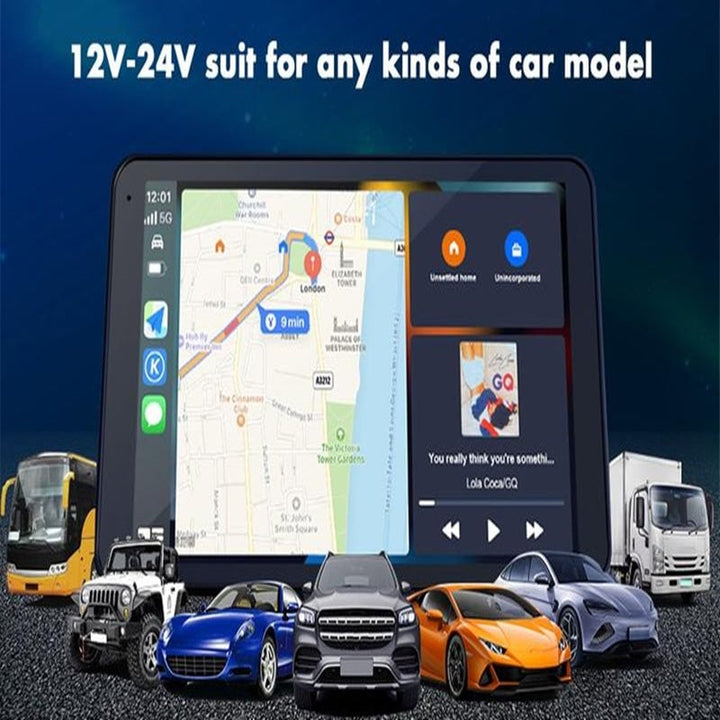 Universal carplay display with backup camera input, wireless connectivity for Apple and Android phones