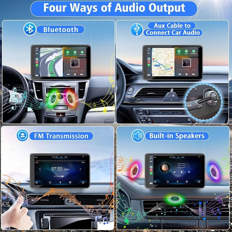 Vehicle electronics upgrade: portable wireless carplay touch screen with integrated navigation features