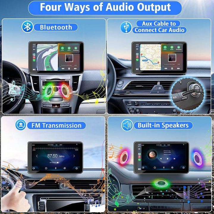 Vehicle electronics upgrade: portable wireless carplay touch screen with integrated navigation features
