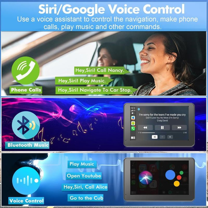 Easy-to-install portable wireless carplay touch screen, compatible with most vehicles for smart driving