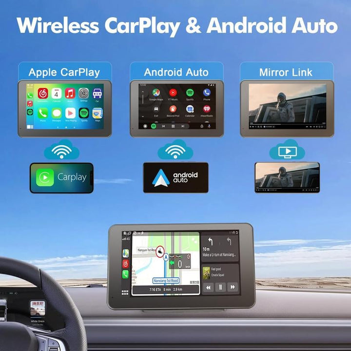 Advanced portable wireless carplay unit with rearview camera support for enhanced driving safety