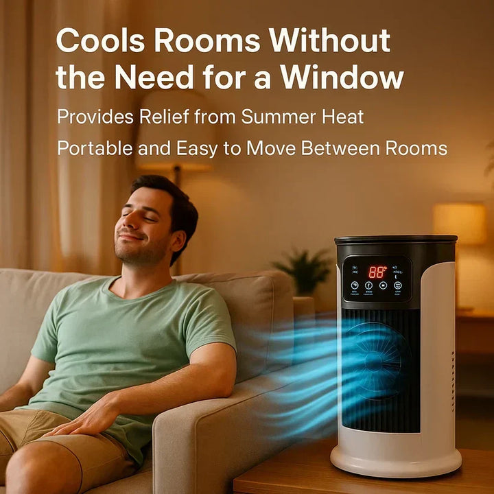 Modern portable room cooler, 17geartech-bl251017, designed for quiet operation in any small space AC needs.