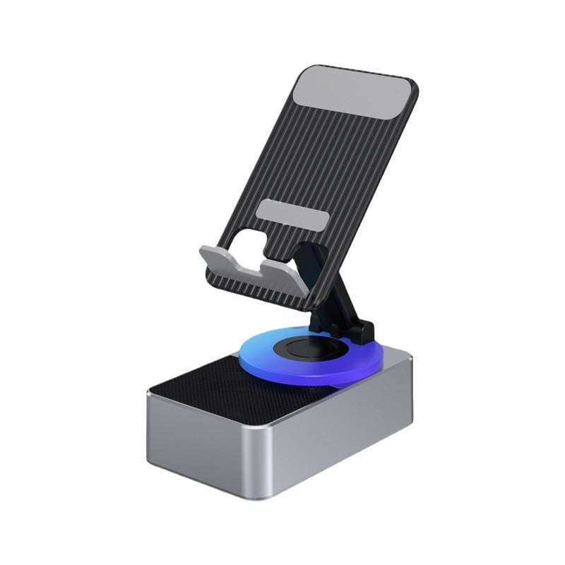 Enhance your desk: Phone stand with crisp Bluetooth speaker sound and emergency power bank