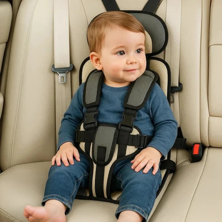 Child's travel essential safety seat for cars, featuring a secure 5-point harness.